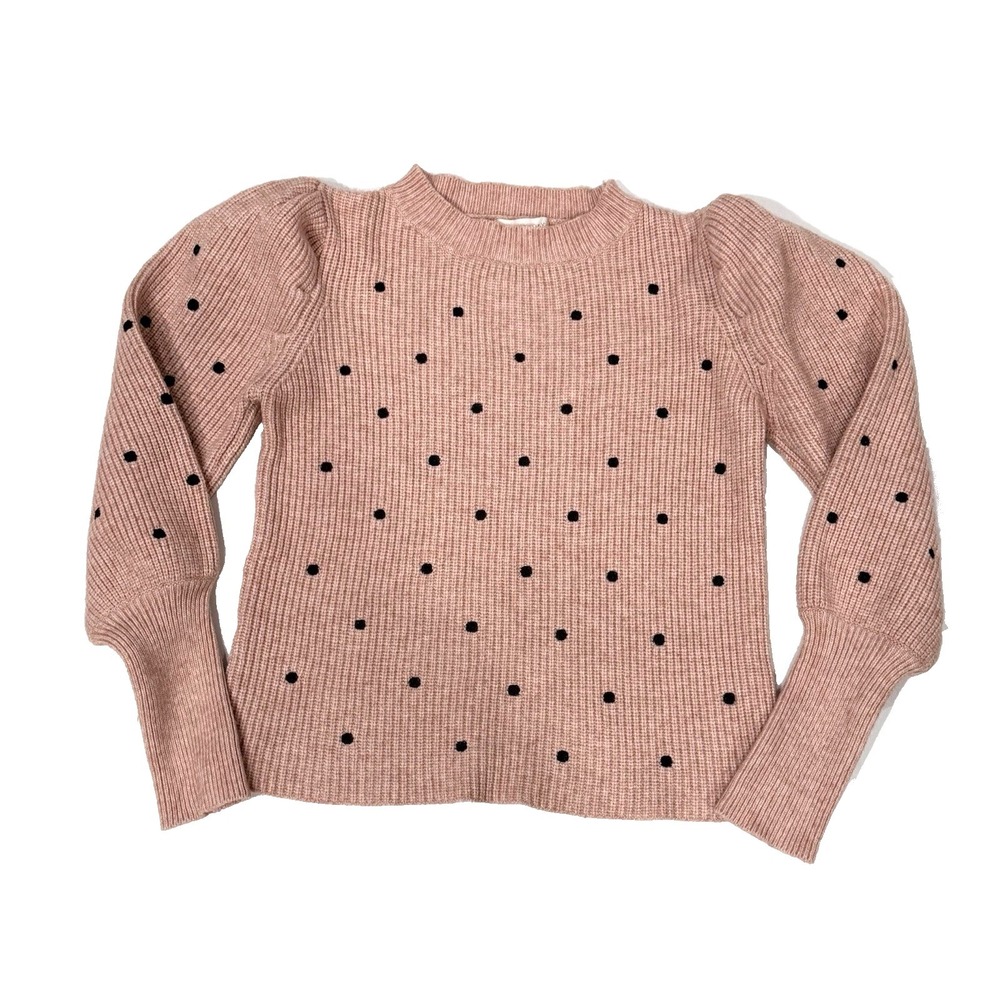 Polka Dot Pullover Sweater Top Luzabelle Women Pink Black French Ribbed Boutique